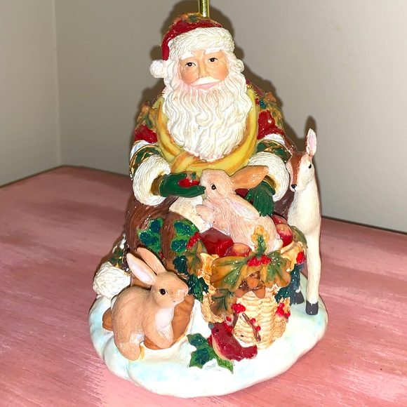 Fitz & Floyd Holiday Solstice Santa Votive Candle Holder Bunnies Christmas RARE - Picture 2 of 9